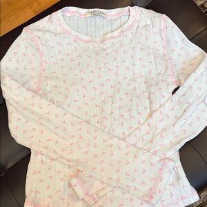 Free World Pink Patterned Long Sleeve Tee